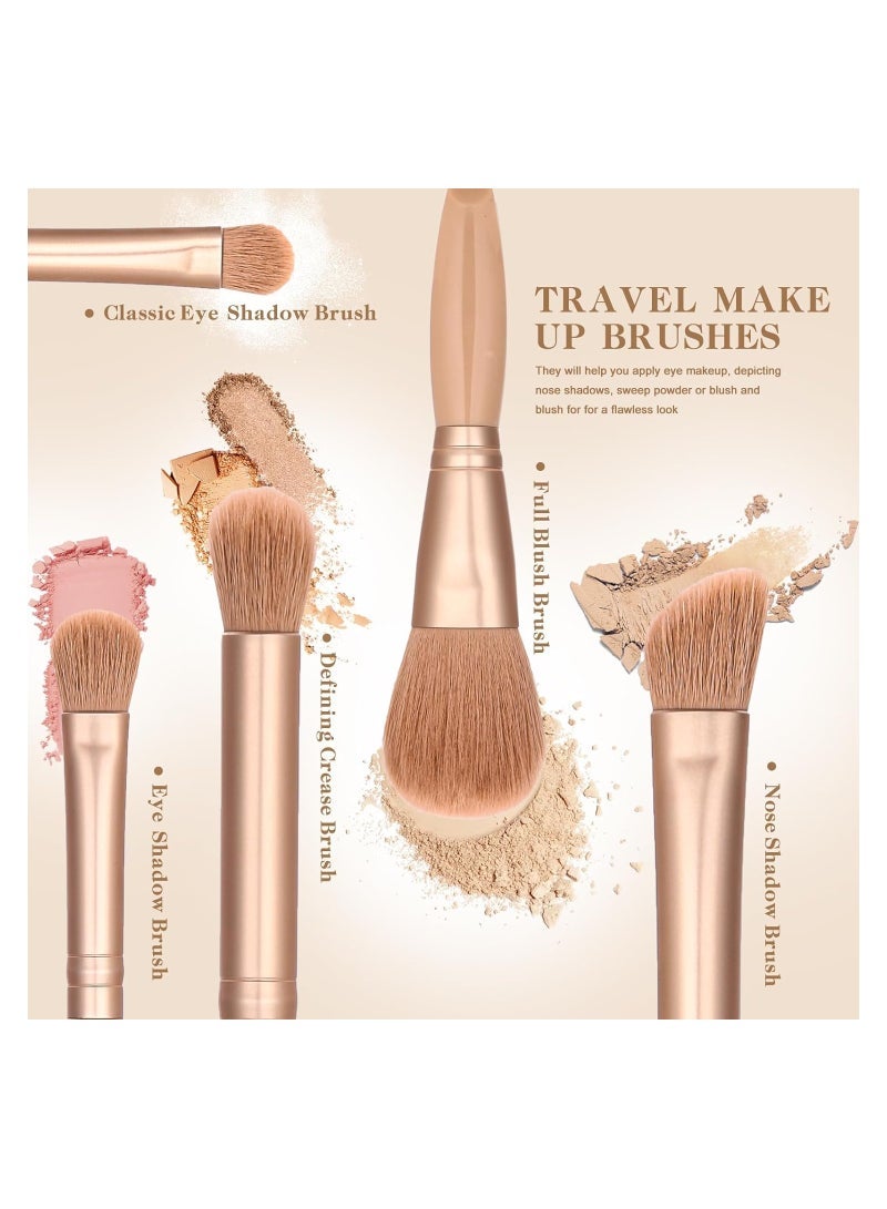 general travel makeup brush set，travel size makeup brushes，travel small makeup brush set， makeup brush travel case， mini makeup brushes travel set, travel make up brushes set - Image 4