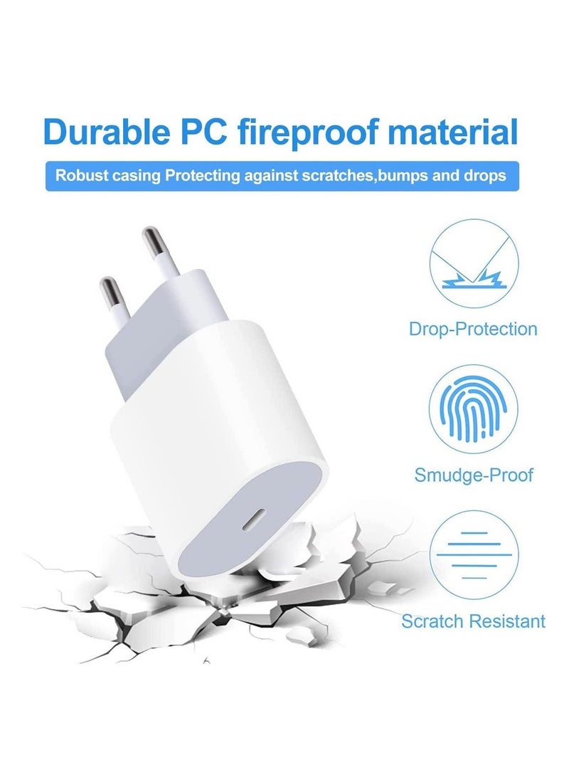 oem - Original 20W PD Power Adapter USB Type C Charger Adapter For iPhone 11 Pro XR X XS Max 8 Plus Fast Charging EU Plug Travel Charger for Apple Power Adapter 2 PIN EU PLUG white For Iphone - Image 1