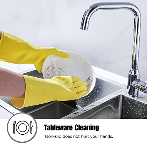 IUCGE Rubber gloves dishwashing 2 Pairs for Kitchen,Cleaning gloves for household Reuseable.(Medium,Yellow) - Image 3