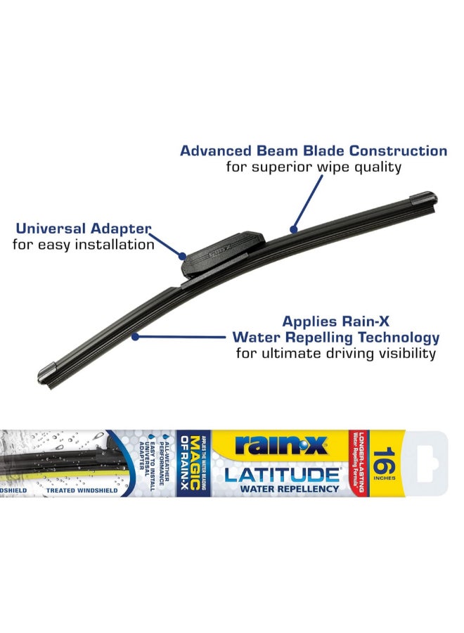 Rain-X Latitude Water Repellency 2-in-1 Car Wiper Blade Black 16 Inch 5079274-2 - Image 4