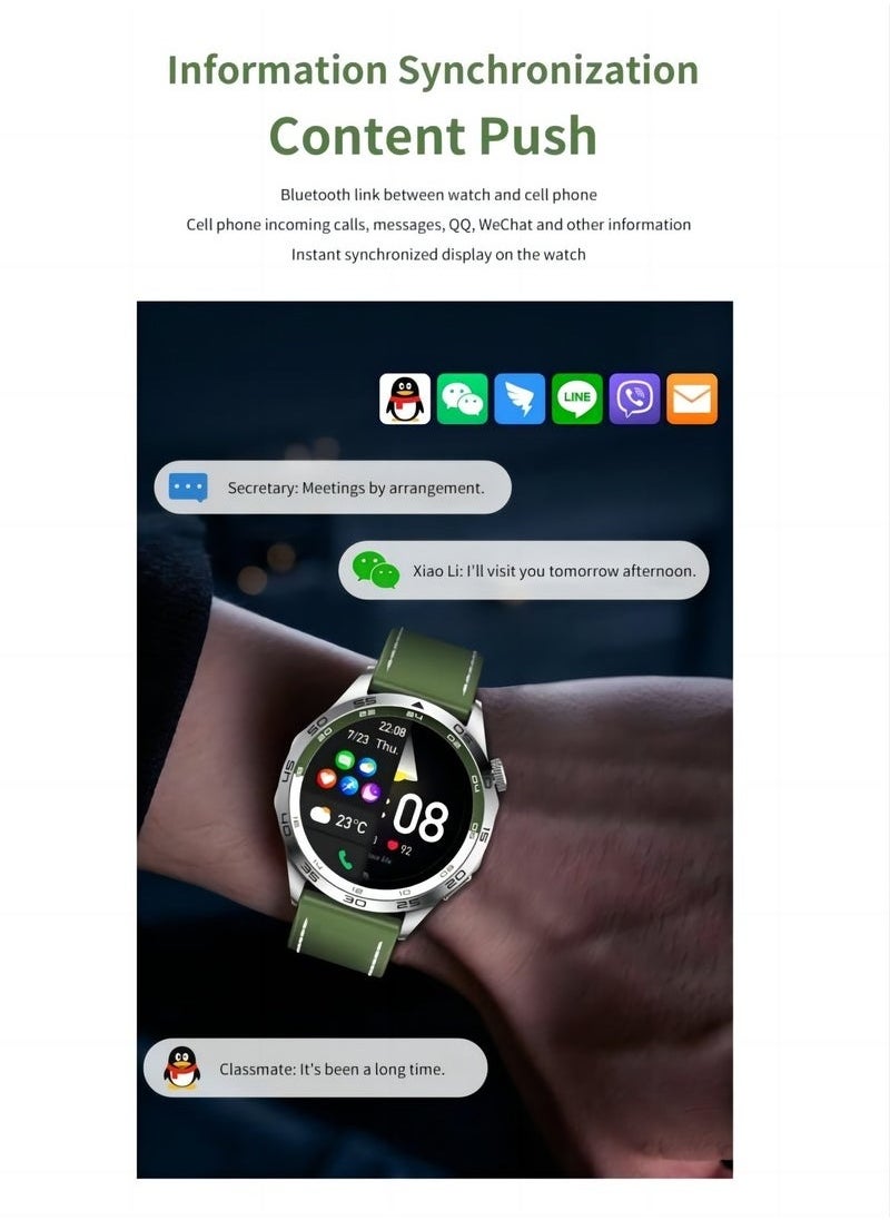LEXIN - GT4 Smart Watch With Bluetooth Calling Function (Answer/Make Calls), Fitness Tracking Watch with Sleep Monitoring Function, Suitable for iPhone/Android, IP68 Waterproof (Leather Brown) - Image 1
