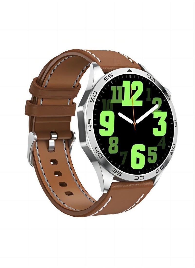 LEXIN - GT4 Smart Watch With Bluetooth Calling Function (Answer/Make Calls), Fitness Tracking Watch with Sleep Monitoring Function, Suitable for iPhone/Android, IP68 Waterproof (Leather Brown) - Image 1