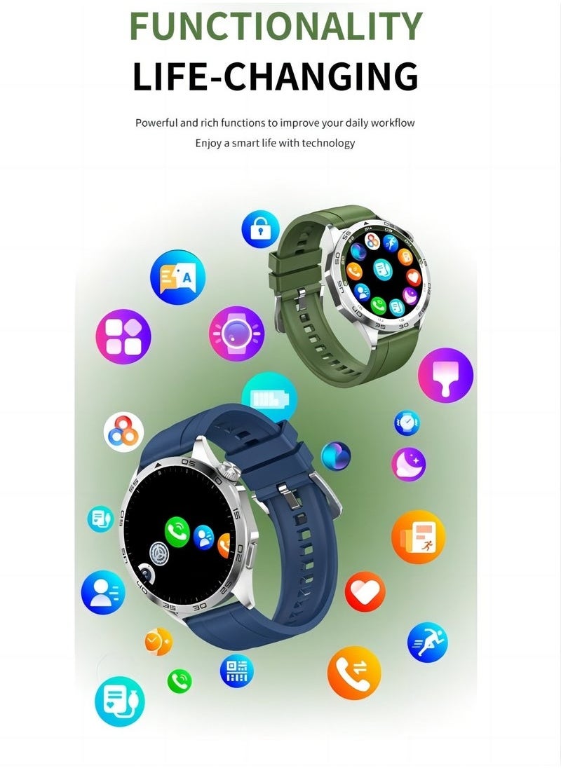 LEXIN - GT4 Smart Watch With Bluetooth Calling Function (Answer/Make Calls), Fitness Tracking Watch with Sleep Monitoring Function, Suitable for iPhone/Android, IP68 Waterproof (Leather Brown) - Image 1
