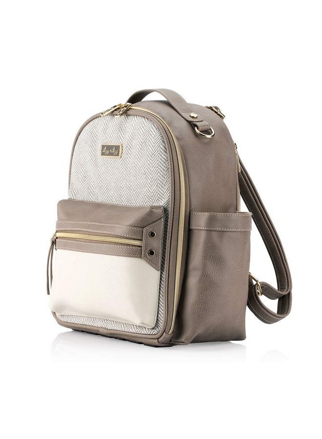 Itzy Ritzy Itzy Ritzy Mini Diaper Bag Backpack - Chic Mini Diaper Bag with Changing Pad, 8 Total Pockets (4 Internal and 4 External), Grab-Top Handle and Rubber Feet (Vanilla Latte) - Image 2