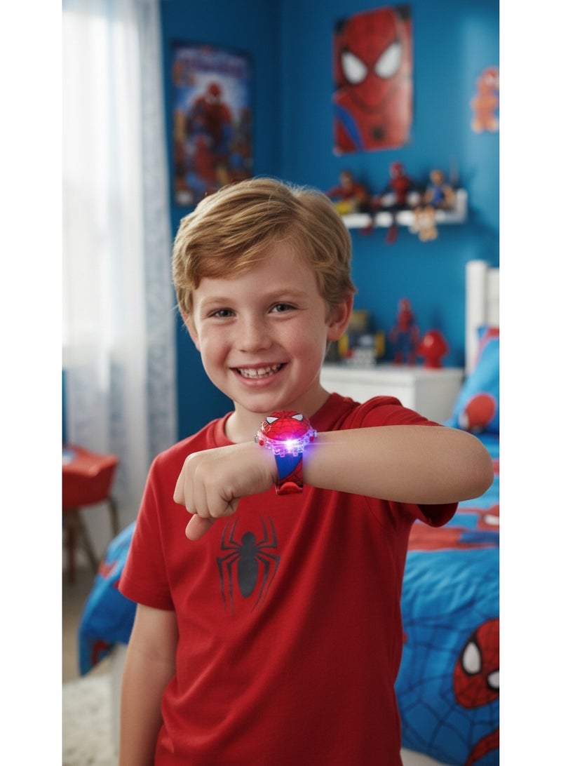 Spiderman Cartoon Children's Watch, Children's Luminous Watch Toys With Light Effects, Children's Electronic Watch With Music, Children's Flip Cartoon Watch - Image 3