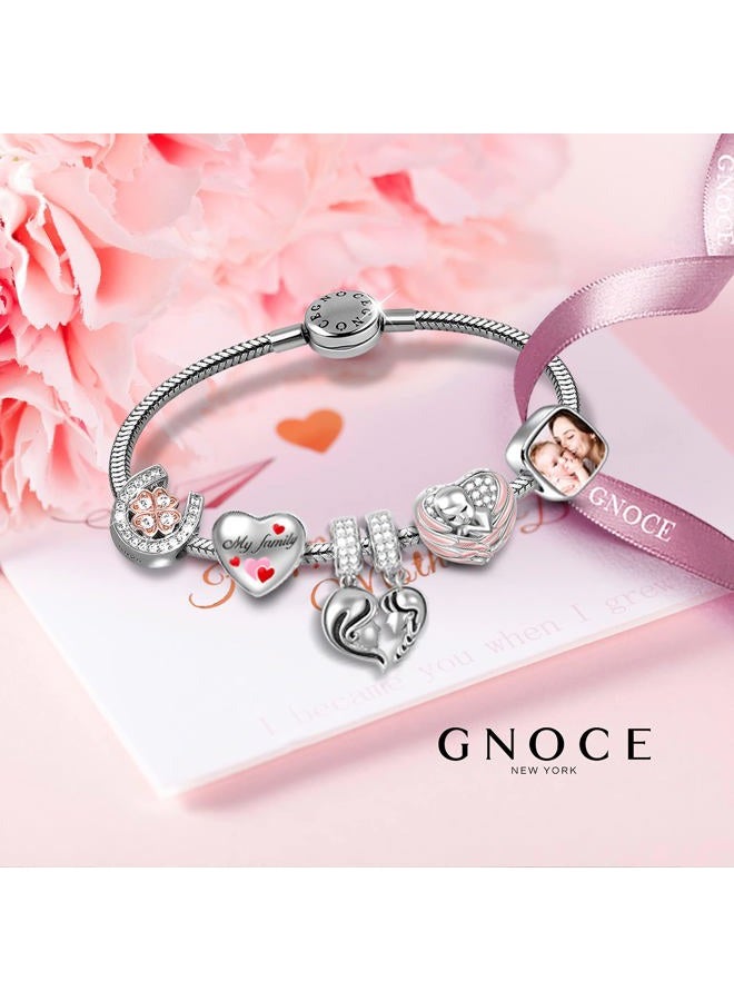 GNOCE Family Charms Show Your Love Mom Dad and Daughter Son Bead Charms 925 Sterling Silver Pendant Fits Bracelet Necklace Jewelry Gifts for Mother and Father - Image 4