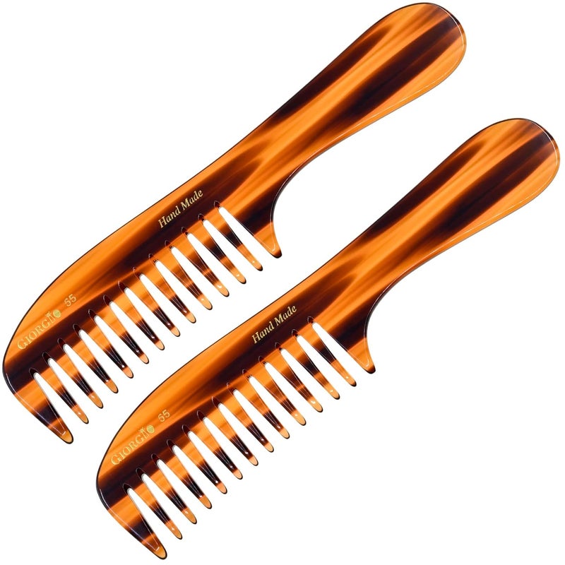Giorgio G55 Wide Tooth Comb for Wet Hair Detangling Comb, Hair Comb for Thin to Medium Thickness Hair Detangler, Hair Combs for Women, Handmade Large Tooth Comb Rake Comb Saw-Cut and Hand Polished
