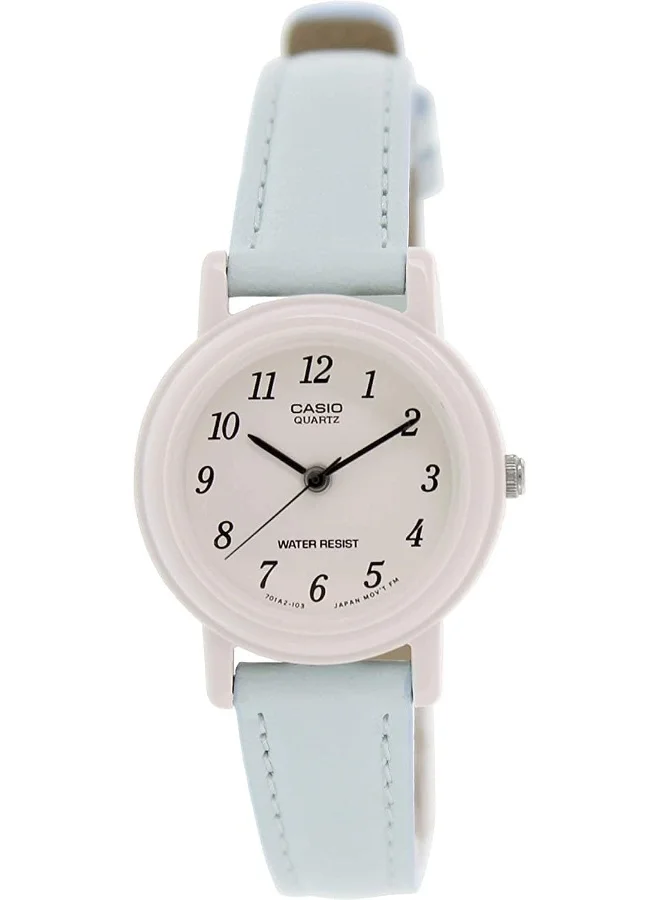 كاسيو Women'S Quartz Watch, Analog Display And Leather Strap