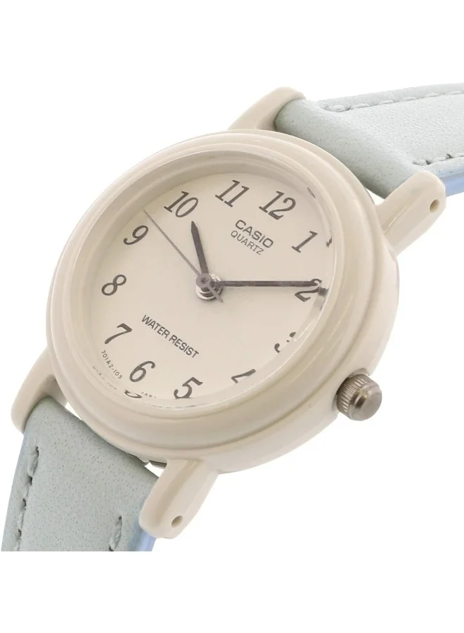 كاسيو Women'S Quartz Watch, Analog Display And Leather Strap