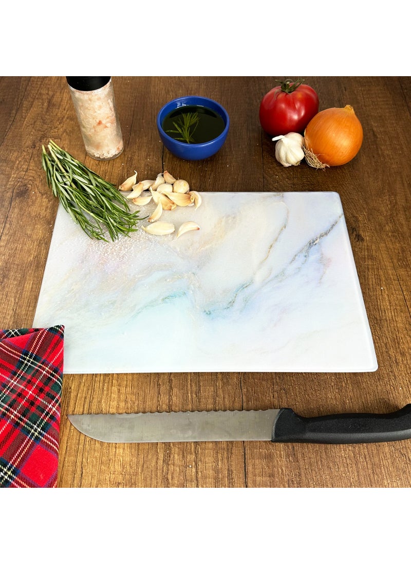 DECORITA Supreme Marble Look | Glass Cutting Board - Glass Cutting Table | 20cm x 30cm  - Image 4