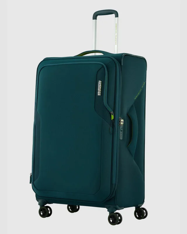 American Tourister Applite 5 Suitcase, Check-In Size 82 cm / 31 inch, 4 Spinner Wheels, Soft Top, 100% Recycled Pet, Varsity Green|Antimicrobial Lining|Expandable|Front Pocket - 3 Years Global Warranty