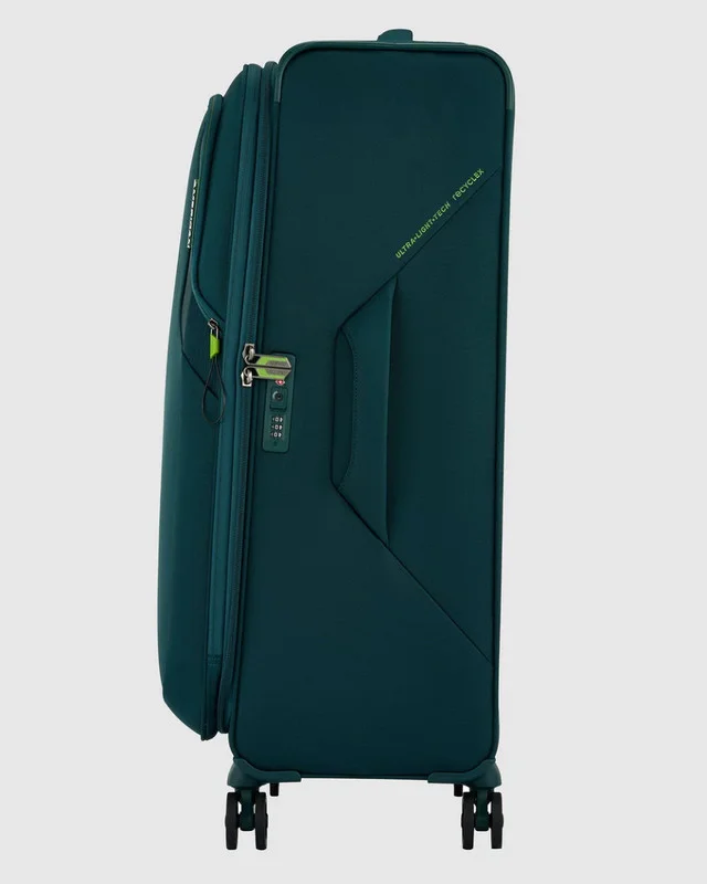 American Tourister  Applite 5 Suitcase, Check-In Size 82 cm / 31 inch, 4 Spinner Wheels, Soft Top, 100% Recycled Pet, Varsity Green|Antimicrobial Lining|Expandable|Front Pocket - 3 Years Global Warranty  | Best Price UAE