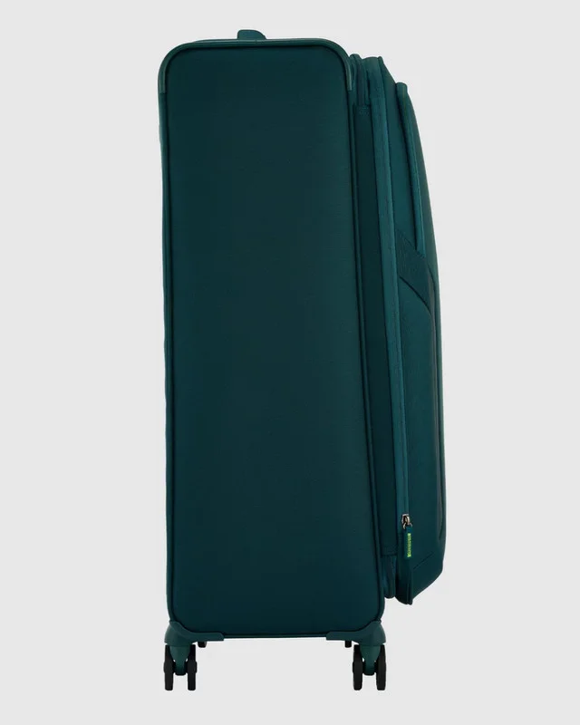 American Tourister  Applite 5 Suitcase, Check-In Size 82 cm / 31 inch, 4 Spinner Wheels, Soft Top, 100% Recycled Pet, Varsity Green|Antimicrobial Lining|Expandable|Front Pocket - 3 Years Global Warranty  | Best Price UAE