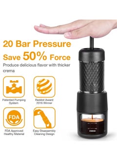 STARESSO Portable Espresso Maker Small Eepresso Cappuccino Coffee Machine,Travel Coffee Maker Small Press Hand Coffee Maker Espresso Machine for Camping, Travel Office Home Sailing  - Image 2