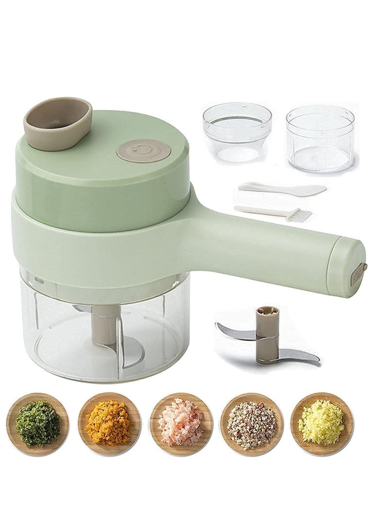 ELTRAZONE 4 in 1 Handheld Electric Vegetable Cutter Set, Mini Hand-held Wireless Electric Garlic Mud Masher Chopper, Mixer Auxiliary Food Slicer Dicer for Garlic Pepper Chili Onion  - Image 1