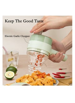 ELTRAZONE 4 in 1 Handheld Electric Vegetable Cutter Set, Mini Hand-held Wireless Electric Garlic Mud Masher Chopper, Mixer Auxiliary Food Slicer Dicer for Garlic Pepper Chili Onion  - Image 2