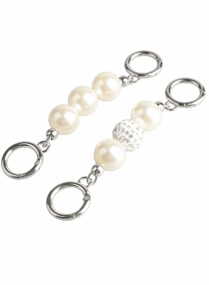 Excefore 2 قطعة من حزام سلسلة المحفظة المزين باللؤلؤ، ملحقات حقيبة اليد لحقيبة الكتف وحقيبة الجسم (ذهبي) - Image 1