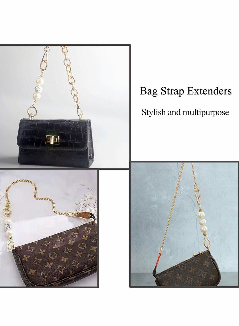 Excefore 2 قطعة من حزام سلسلة المحفظة المزين باللؤلؤ، ملحقات حقيبة اليد لحقيبة الكتف وحقيبة الجسم (ذهبي) - Image 4