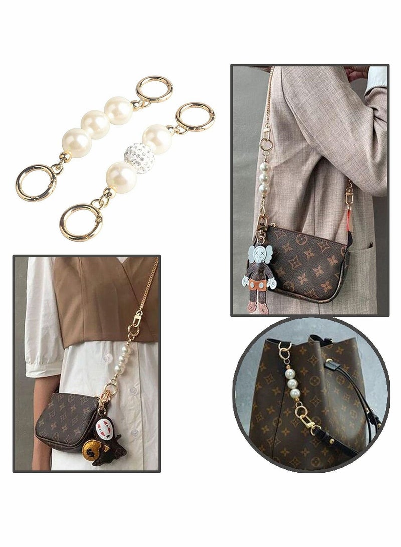 Excefore 2 قطعة من حزام سلسلة المحفظة المزين باللؤلؤ، ملحقات حقيبة اليد لحقيبة الكتف وحقيبة الجسم (ذهبي) - Image 5