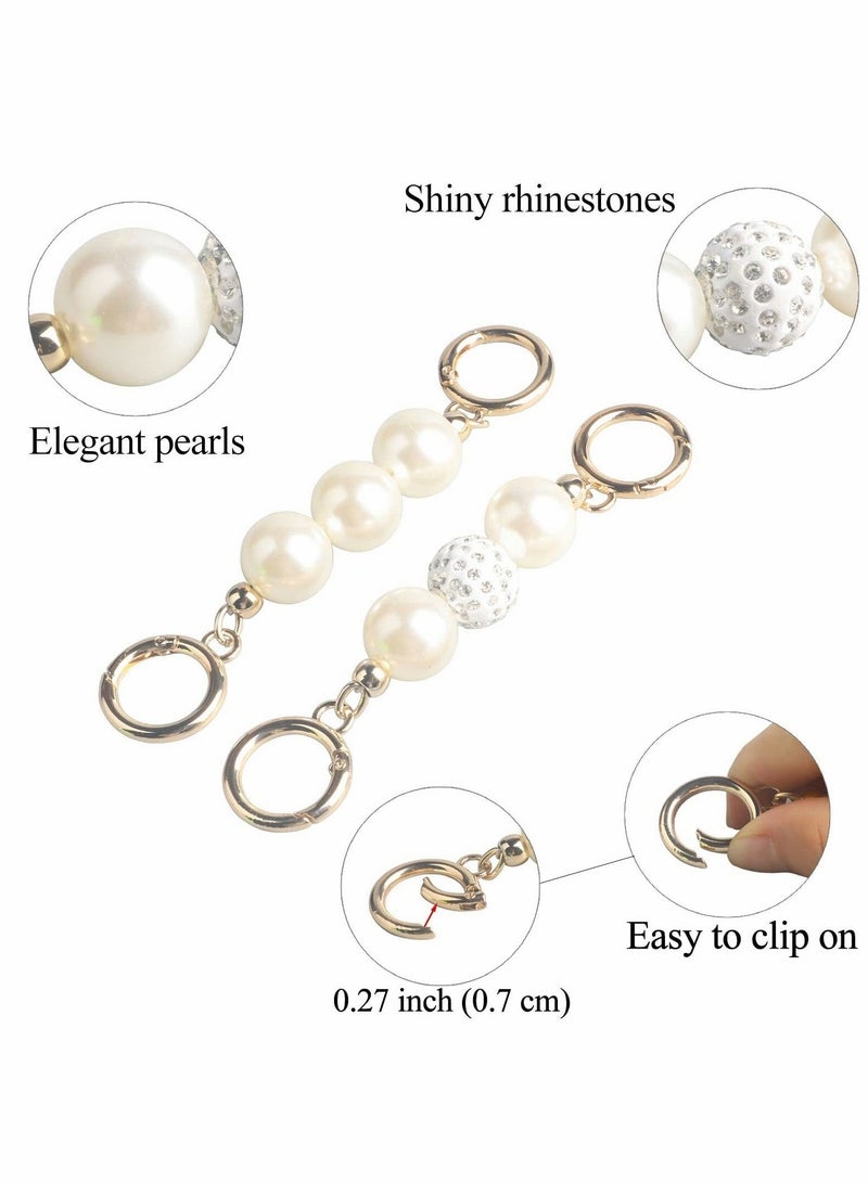 Excefore 2 قطعة من حزام سلسلة المحفظة المزين باللؤلؤ، ملحقات حقيبة اليد لحقيبة الكتف وحقيبة الجسم (ذهبي) - Image 2