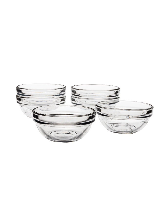 Vikko Small Glass Bowls, Set of 6, 3 Inch, Modern, Clear, Solid, 9 Ounce, Microwave & Dishwasher Safe, Round, Kitchenware, Dip & Dessert Bowls - Image 1