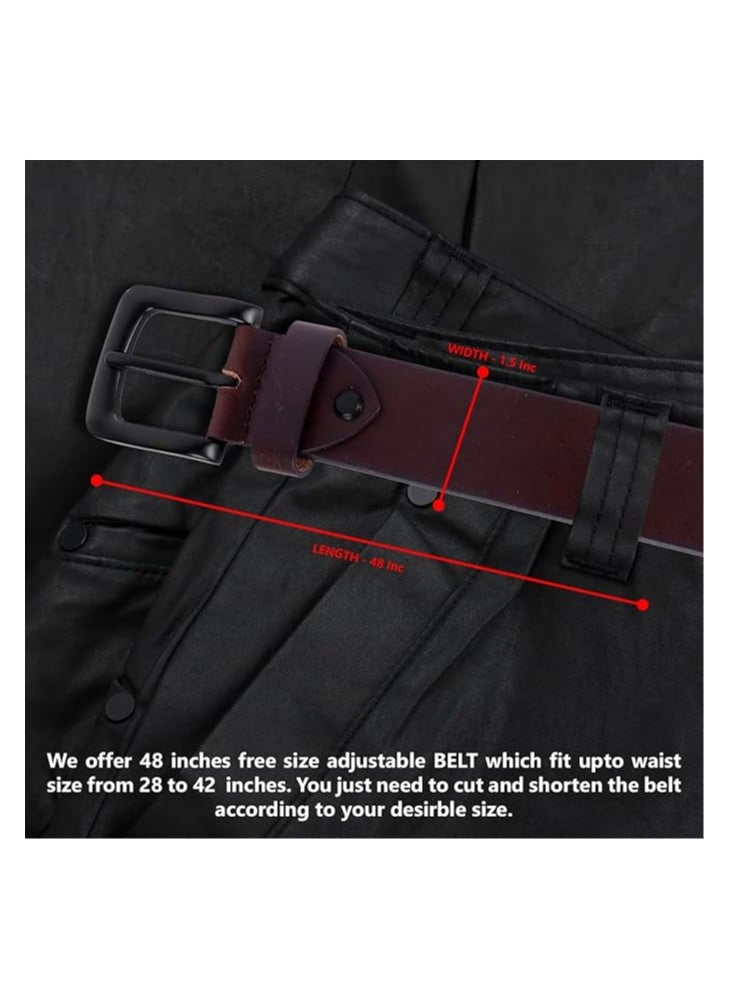 HAMMONDS FLYCATCHER - HAMMONDS FLYCATCHER Genuine Leather Belt for Men - Adjustable Waistband up to 46 Inches Belt for Jeans & Dress Pants - 1.5" Width - Zinc Casted Buckle - Formal & Casual Wear - Branded Mens Belt - Image 1