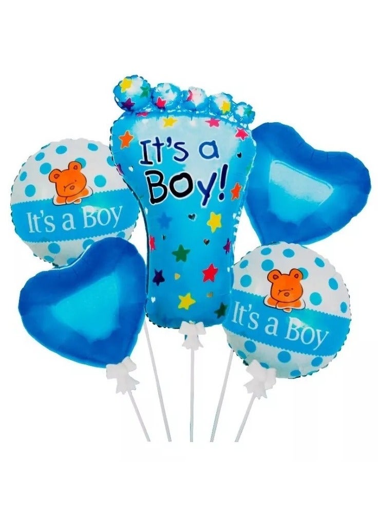 Welcome Baby Boy Banner With Foil And Latex Blue Balloons Set - Image 3