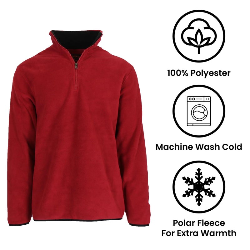 JH DESIGN GROUP Menâ€™s Quarter Zip Thermal Fleece Pullover Long Sleeve Sweatshirt Mid Weight Sweater in 6 Colors (US, Alpha, Large, Regular, Regular, Red) - Image 3