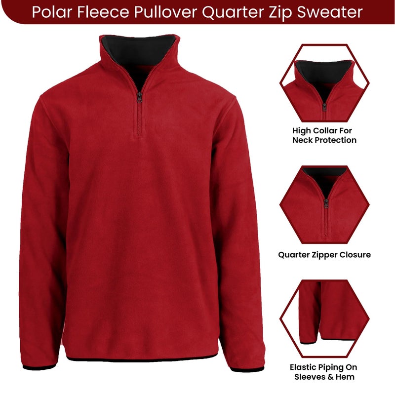 JH DESIGN GROUP Menâ€™s Quarter Zip Thermal Fleece Pullover Long Sleeve Sweatshirt Mid Weight Sweater in 6 Colors (US, Alpha, Large, Regular, Regular, Red) - Image 2