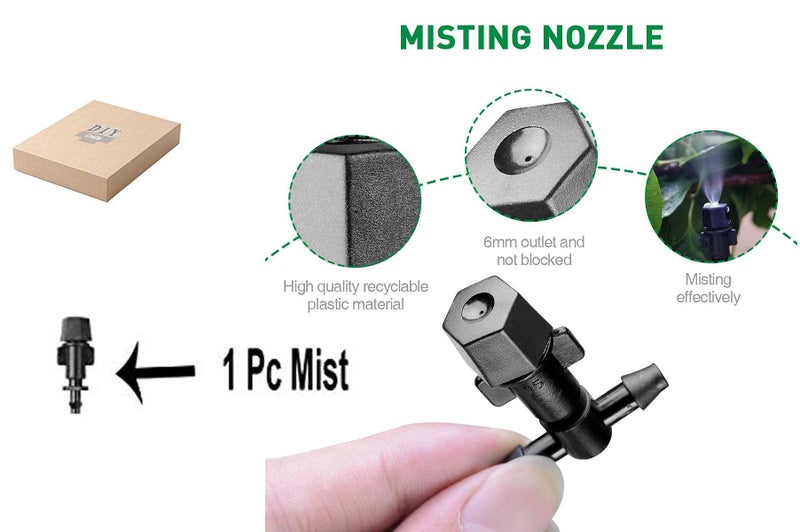 DIY Crafts Pack of 50 Pcs, Nozzles & Tee Joints, Plastic Spray Nozzles Water Misting Fog Cooling Nozzles Atomizing Sprinkler Head F(Pack of 50 Pcs, Nozzles & Tee Joints) - Image 4