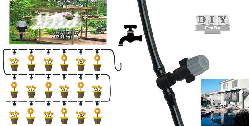 DIY Crafts Pack of 50 Pcs, Nozzles & Tee Joints, Plastic Spray Nozzles Water Misting Fog Cooling Nozzles Atomizing Sprinkler Head F(Pack of 50 Pcs, Nozzles & Tee Joints) - Image 2