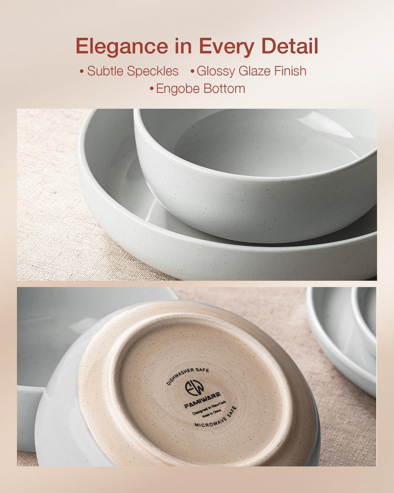 Famiware Milkyway Plates and Bowls Set, 12 Pieces Dinnerware Sets, Dishes Set for 4, Light Gray - Image 4