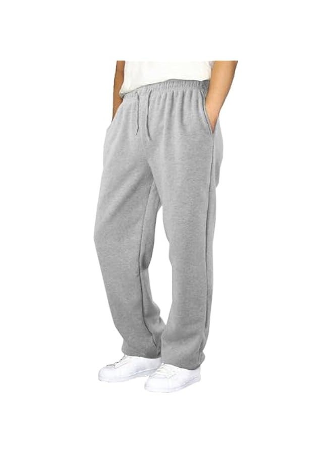 Men's Fleece Sweatpants Relaxed Fit Athletic Drawstring Pants Open Bottom Casual Jogging Sweat Pants with Pockets XL  - Image 1