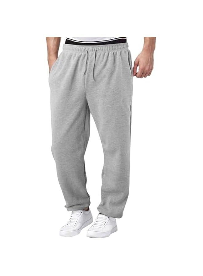 Men's Fleece Sweatpants Relaxed Fit Athletic Drawstring Pants Open Bottom Casual Jogging Sweat Pants with Pockets XL  - Image 2