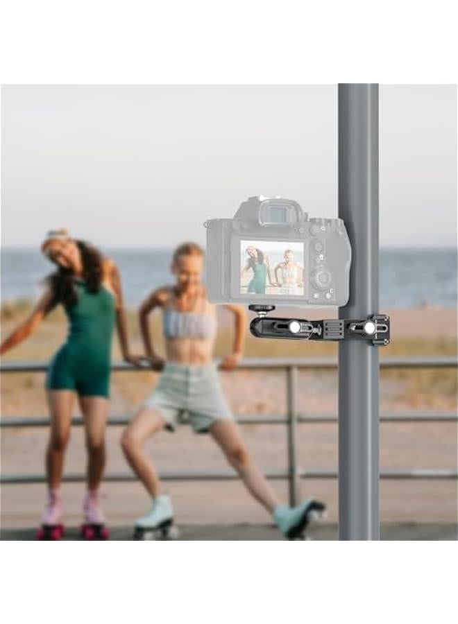 Arabest NEW Super Clamp with Dual Ballhead Arm, Cold Shoe Mount Adapter for Desk Tripod Crossbar. Compatible with SmallRig GoPro DJI ST83. Great for Phone and Action Camera.  - Image 2