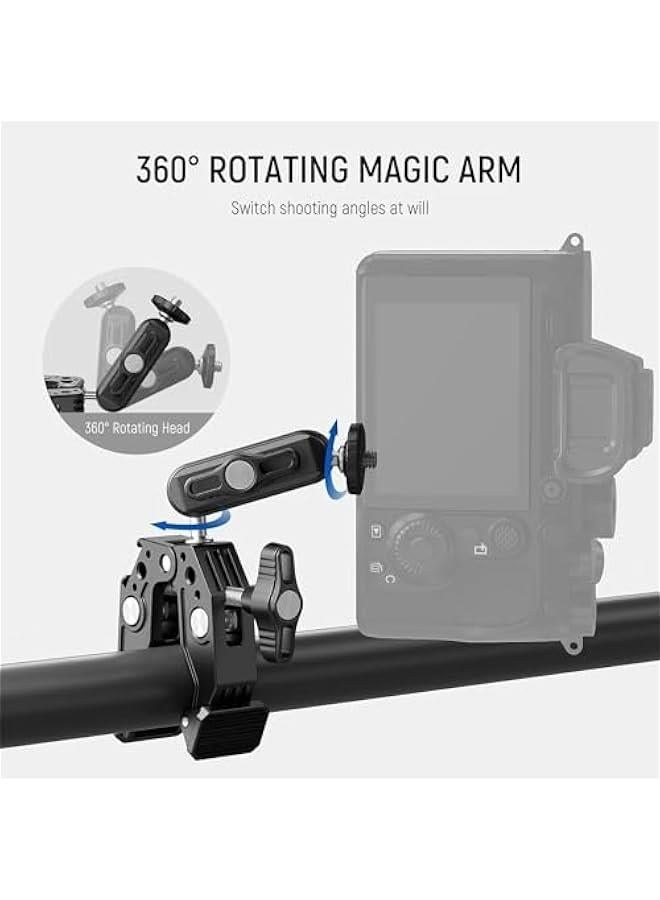 Arabest NEW Super Clamp with Dual Ballhead Arm, Cold Shoe Mount Adapter for Desk Tripod Crossbar. Compatible with SmallRig GoPro DJI ST83. Great for Phone and Action Camera.  - Image 5