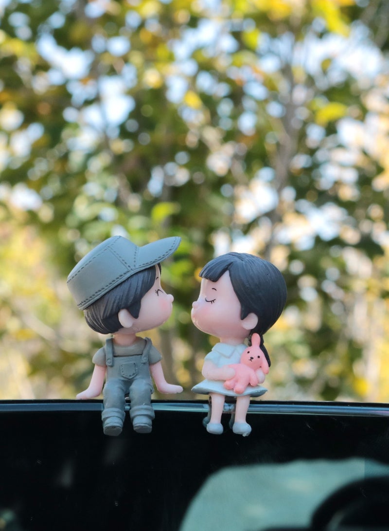 بيوينتي تماثيل صغيرة لطيفة على شكل زوجين من الرسوم المتحركة لتزيين السيارة على شكل بالون، ملحقات لوحة القيادة الداخلية للسيارة، ملحقات السيارات للأولاد والبنات هدايا - Image 1