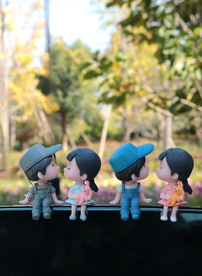 بيوينتي تماثيل صغيرة لطيفة على شكل زوجين من الرسوم المتحركة لتزيين السيارة على شكل بالون، ملحقات لوحة القيادة الداخلية للسيارة، ملحقات السيارات للأولاد والبنات هدايا - Image 4