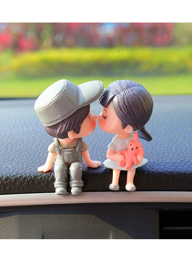 بيوينتي تماثيل صغيرة لطيفة على شكل زوجين من الرسوم المتحركة لتزيين السيارة على شكل بالون، ملحقات لوحة القيادة الداخلية للسيارة، ملحقات السيارات للأولاد والبنات هدايا - Image 3