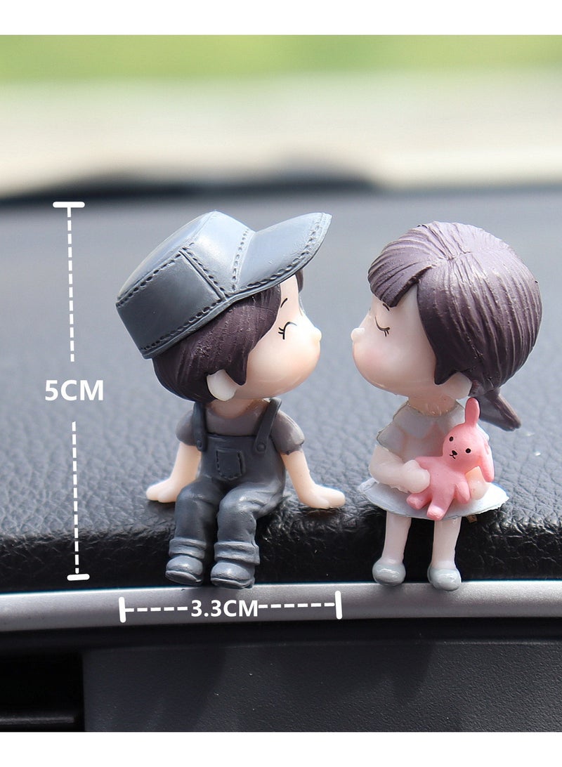 بيوينتي تماثيل صغيرة لطيفة على شكل زوجين من الرسوم المتحركة لتزيين السيارة على شكل بالون، ملحقات لوحة القيادة الداخلية للسيارة، ملحقات السيارات للأولاد والبنات هدايا - Image 2