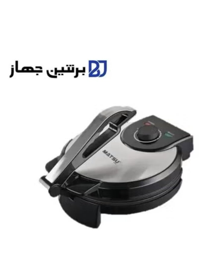 10-Inch Electric Roti Maker – 1200W Non-Stick Chapati Press with Durable Stainless Steel Body, Adjustable Temperature Control, Dual Indicator Lights for Power & Ready Status, Safety Lock, Easy Cleaning Non-Stick Plates, Instruction Manual Included – 220-240V Kitchen Appliance – Black - Image 5