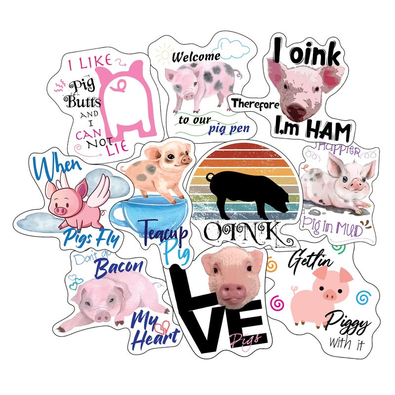 Leann Michael Pig Stickers Farm Animal Gifts for Lovers Women Boys Girls Teens Waterproof Sticky Durable Vinyl Decals for Water Bottles Laptops Cars Phones Party Favors - Image 2