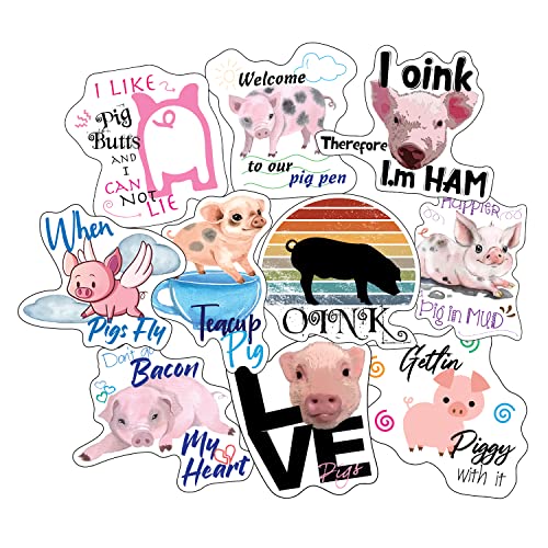 Leann Michael Pig Stickers Farm Animal Gifts for Lovers Women Boys Girls Teens Waterproof Sticky Durable Vinyl Decals for Water Bottles Laptops Cars Phones Party Favors - Image 1
