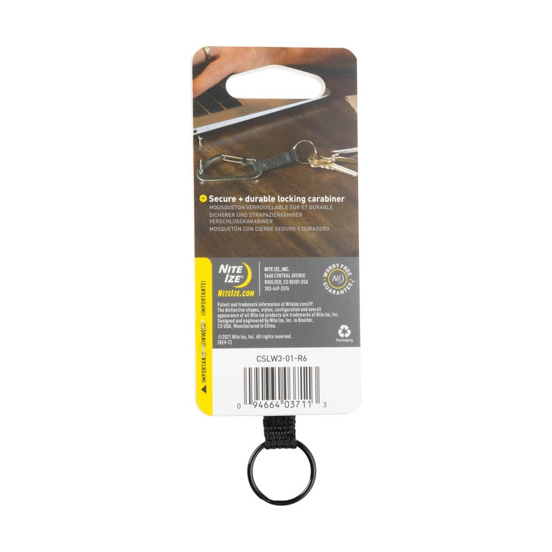 Nite Ize CSLW3-01-R6 SlideLock Ring, Aluminum Locking Carabiner Key, 3-25lb Capacity, Black - Image 5