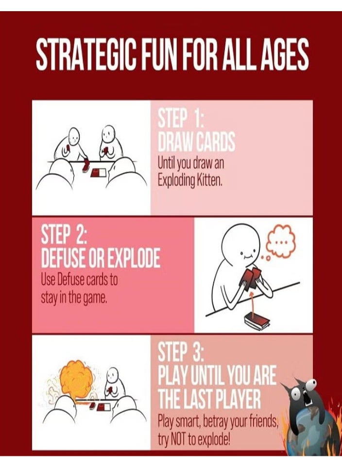 Exploding Kittens Original Edition - Hilarious Family Card Game - Party Game for Ages 7 and Up - 56 Cards - 2-5 Players - 15 Minutes of Play