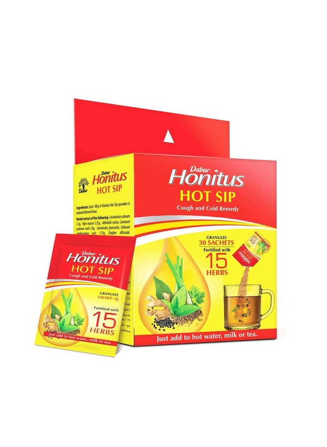 Dabur Honitus Hot Sip - Pack Of 30 Sachets ( 4Gx30 )| 100% Ayurvedic Kadha | Provides Instant Relief From Cough, Cold & Sore Throat | Natural Immunity Booster | Unique Blend Of 15 Ayurvedic Herbs - Image 1