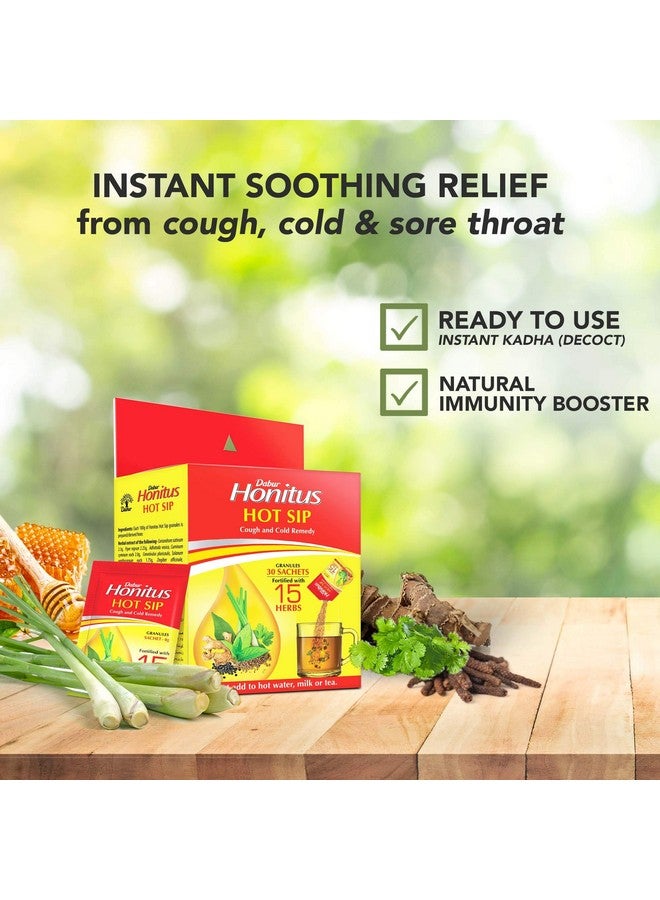 Dabur Honitus Hot Sip - Pack Of 30 Sachets ( 4Gx30 )| 100% Ayurvedic Kadha | Provides Instant Relief From Cough, Cold & Sore Throat | Natural Immunity Booster | Unique Blend Of 15 Ayurvedic Herbs - Image 2