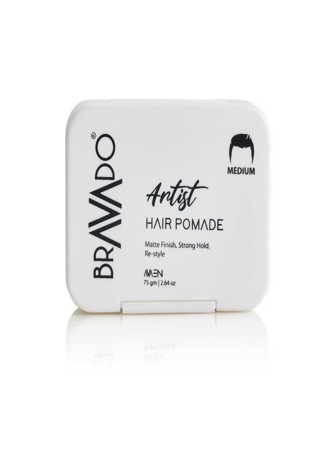 BRAVADO Artist Hair Pomade for Men | Strong Hold Hair Styling Pomade | Natural Shine Finish for Slick Back & Side Part Hairstyles | Barber Style Grooming Product | 75g - Image 1