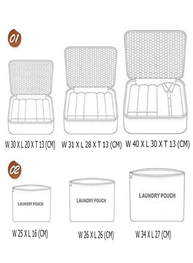 ستايليز 7 في 1 حقائب سفر من النايلون لغسيل الملابس ومستحضرات التجميل والمكياج، مكعبات تنظيم التعبئة مع حقيبة أحذية (أزرق سماوي_S1037-مجموعة من 6 قطع مكعبات التعبئة + حقيبة أحذية زرقاء سماوية_S1095) - Image 5