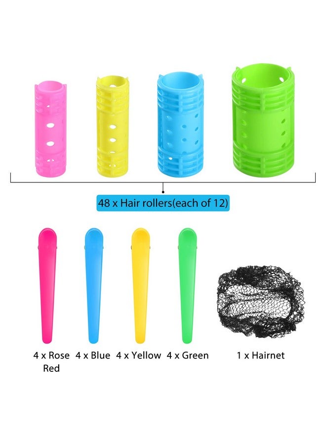 WILLBOND 65 Pieces Magnetic Rollers Plastic Rollers Hair Curlers Set 4 Sizes for Long Medium Short Hair, Duck Hair Clips Hairnet Hairdressing Styling Tool  - Image 3